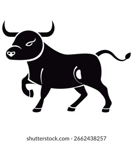 Fuerte icono de toro negro. Ilustración vectorial