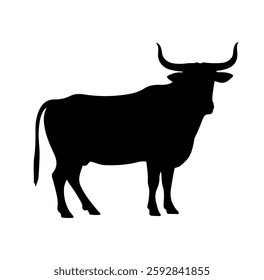 Strong black bull ox silhouette vector icon sign symbol illustration design.