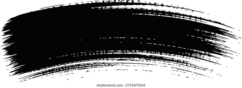 Un fuerte trazo de tinta negra crea una imagen dramática con textura intensa y bordes ásperos, perfecto para efectos grunge o un marco para texto.