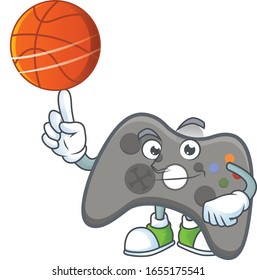 a strong black joystick cartoon character with a basketball