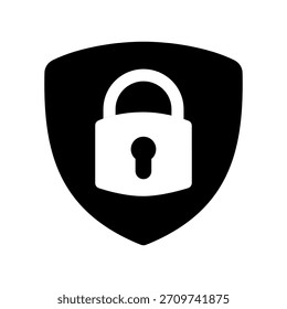Fuerte ilustración de bloqueo de escudo negro que ofrece defensa confiable y seguridad de privacidad. Adecuado para pantallas de Inicio de sesión seguras, paneles del sistema e interfaces de interfaz de usuario.