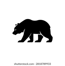 Strong black walking bear vector illustration isolated on white background, perfect symbol for financial bearish market, wilderness, nature, sports mascot, outdoor adventure, and brand logo design.