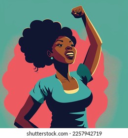 Strong black woman holding her fist in the air, black history, black lady, African American woman