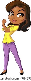 Strong Black Woman Single Mom cartoon clipart vector