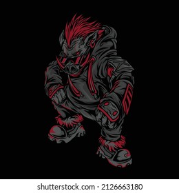Strong Boar character illustration with neon color style