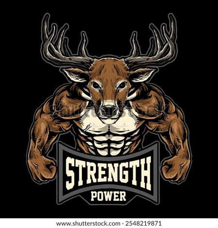 strong body builder deer animal mascot design vector