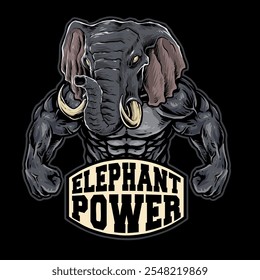 strong body builder elephant animal mascot design vector