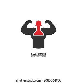 Strong Body Head Pawn Logo Icon. Simple Vector Flat Abstract Design.