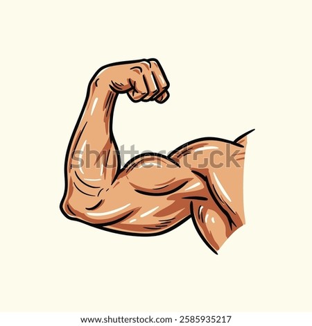 Strong Bodybuilder Biceps Flex Arm Vector Illustration