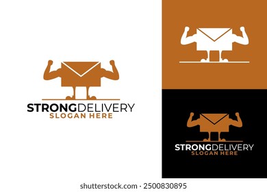 Strong Bodybuilder Envelope Deliveri Logo Design