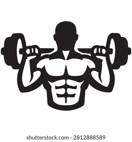 Strong bodybuilder lifting heavy barbell logo