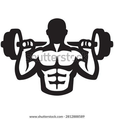 Strong bodybuilder lifting heavy barbell logo