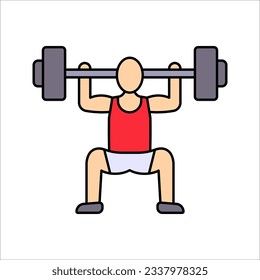 Strong bodybuilder sportsman lifting heavyweight barbell over his head. Weightlifting sport. vector illustration on white background