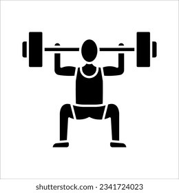 Strong bodybuilder sportsman lifting heavyweight barbell over his head. Weightlifting sport. vector illustration on white background