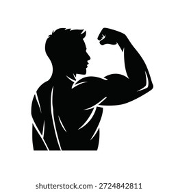 Strong Bodybuilding Silhouette Flexing Biceps Power and Strength