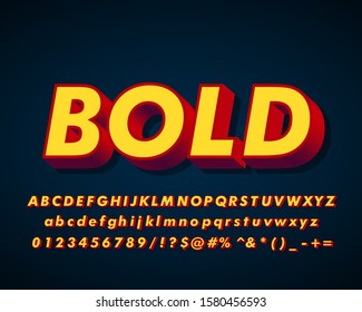 Strong bold 3D pop art font style for modern vintahe retro culture