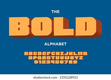 strong bold 3d retro alphabet. extrude typography design