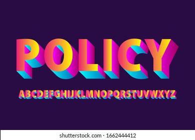 Strong bold futuristic color alphabet text effect