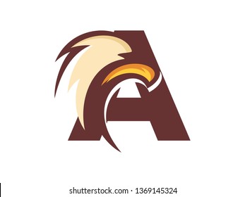 Strong and Bold illustration logo design initial font combine with eagle head.