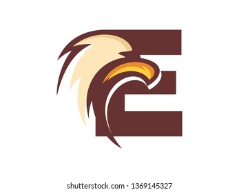Strong and Bold illustration logo design initial font combine with eagle head.