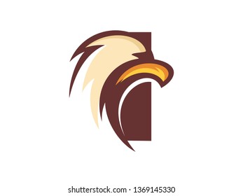 Strong and Bold illustration logo design initial font combine with eagle head.