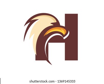 Strong and Bold illustration logo design initial font combine with eagle head.