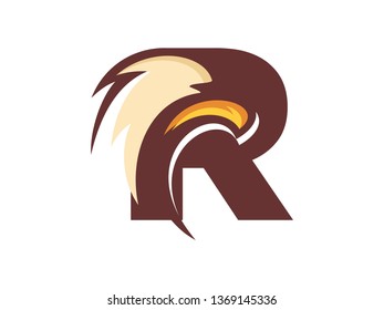 Strong and Bold illustration logo design initial font combine with eagle head.