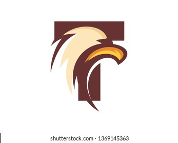 Strong and Bold illustration logo design initial font combine with eagle head.