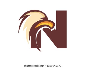 Strong and Bold illustration logo design initial font combine with eagle head.