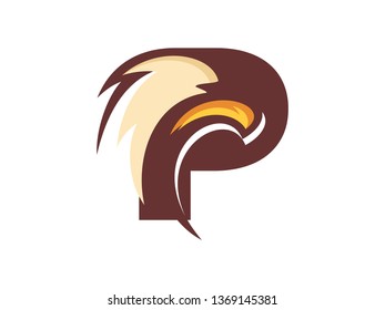 Strong and Bold illustration logo design initial font combine with eagle head.
