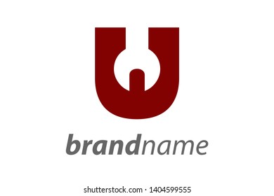 Strong and Bold logo design initial U tool.
