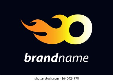 Strong and Bold logo design Initial letter O combine with flame