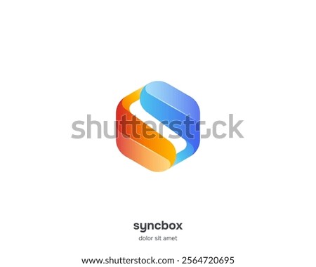 Strong bold modern sync of hexagon logo