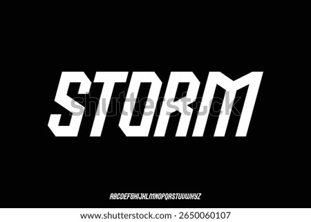 Strong bold slant storm alphabet display font vector illustration