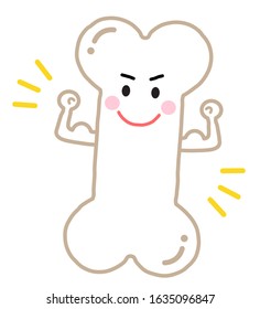 strong bone cute cartoon illustration. Health care concept