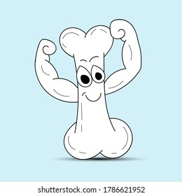 Concepto de ilustración ósea fuerte que muestra su músculo en la ilustración vectorial de estilo dibujado a mano, puede ser utilizado para la campaña de salud 