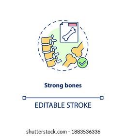Strong bones concept icon. Health improving eating plan. Organic food ideas. Vegetarianism pros idea thin line illustration. Vector isolated outline RGB color drawing. Editable stroke