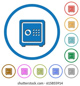 Strong box flat color vector icons with shadows in round outlines on white background