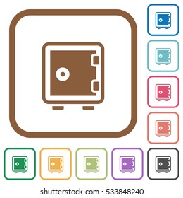 Strong box simple icons in color rounded square frames on white background