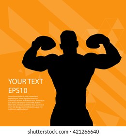 Strong boxing man modern design background