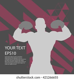 Strong boxing man modern design background
