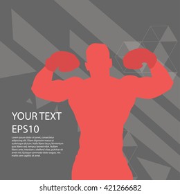 Strong boxing man modern design background