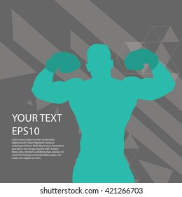 Strong boxing man modern design background