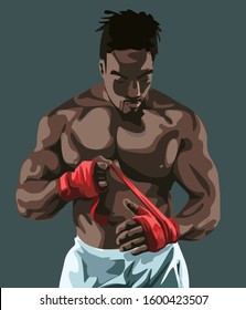 A strong boxing man. Vector art design