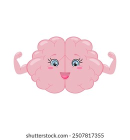 Strong brain. Funny color vector illustration.
