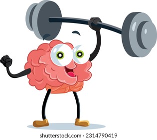 
Sólidos Pesos De Levantamiento Cerebro Que Sienten Una Potente Ilustración De Dibujo Vector. Feliz y alegre sensación de poder e inteligente
