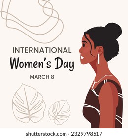 Strong and brave girl for International Women's day. Young beautiful African American woman profile portrait.