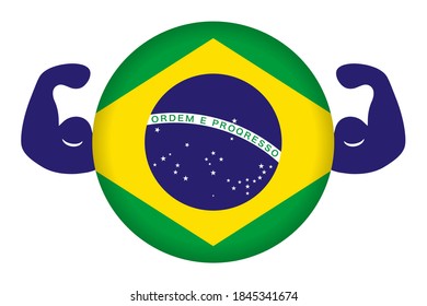 Strong Brazilian image illustration (circular Brazilian flag and bicep)