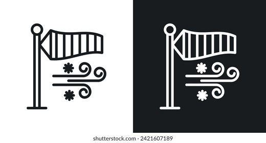 Strong Breeze Flag Up Icon Designed in a Line Style on White Background.