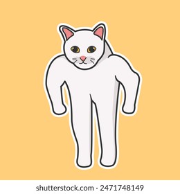 Strong Buff Cat Meme Vector Cute Illustration